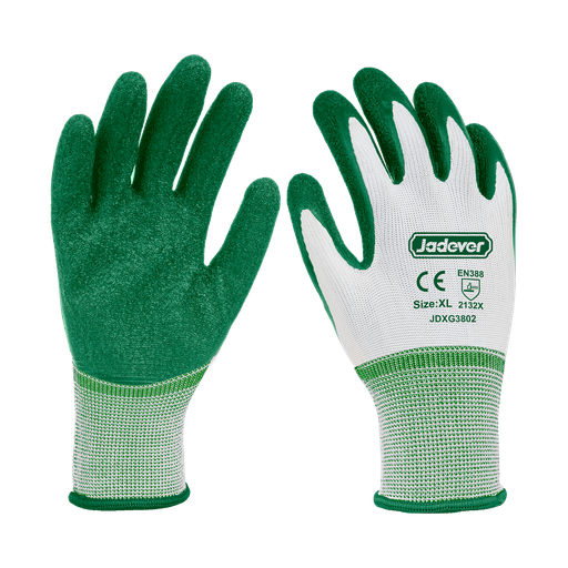 [JDXG3802] Guantes látex talla xl exterior tejido algodón/poliéster sin costuras palma texturizada mayor agarre durabilidad Jadever