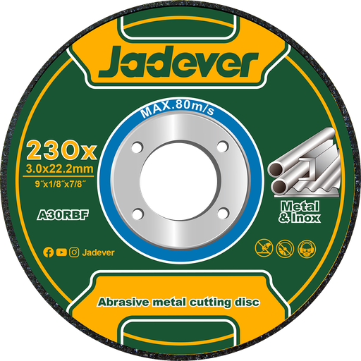 [JDAC1392] Kit disco abrasivo corte metal 230 mm x (9'' x 1/8'' x 7/8'') Jadever