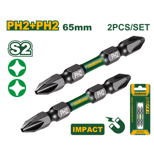 [JDSV3K62] Set de Puntas x2 PH2 65mm Jadever