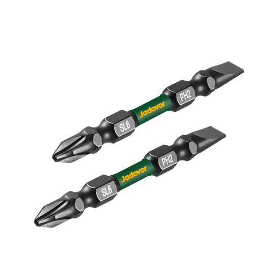 [JDSV3K63] Puntas destornillador impacto doble (ph2 + sl6 x 1) x 65mm 2 piezas/juego ac. s2 endurecido revenido Jadever