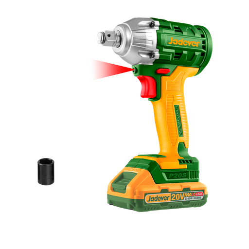 [JDCD1512-4] Llave imapcto brushless 1/2'' inalámbrico 2300 rpm / 3300 bpm 2 baterías li-ion 1.5ah voltaje 20v par apriete 300nm enchufes 21mm incluye cargador Jadever