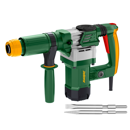 [JDDB1D45-4] Martillo demolición 1300w voltaje 220-240v 50/60hz tasa impacto 3700bmp fuerza impacto 15j sistema antivibraciones sistema mandril hexagonal 6kg 2 cinceles Jadever