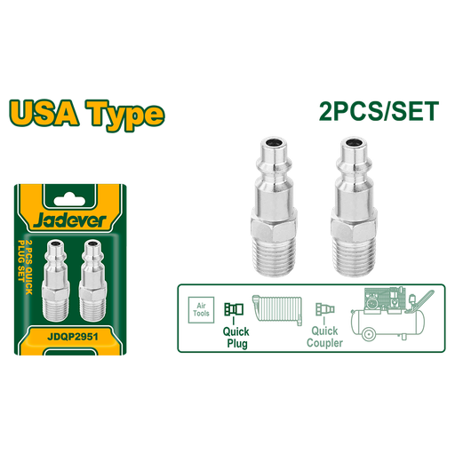 [JDQP2951] Kit Acople Rápido x2 Macho 1/4" Jadever