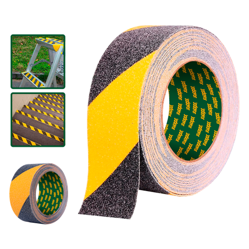 [JDVA3560] Cinta advertencia antideslizante pvc color amarillo-negro longitud 5m ancho espesor Jadever