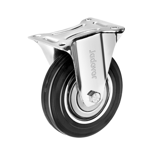 [JDJL3331] Rueda rígida rodamientos rodillos 3'' (75mm) x carga acero + goma placa superior 78 x altura montaje Jadever