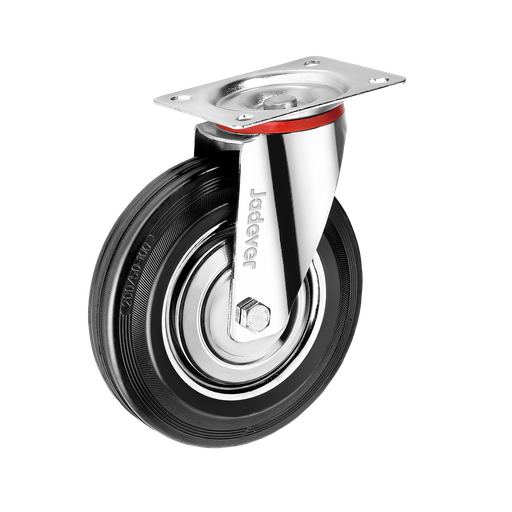 [JDJL3332] Rueda giratoria rodamientos rodillos 3'' (75mm) x carga acero + goma placa superior 78 x altura montaje Jadever