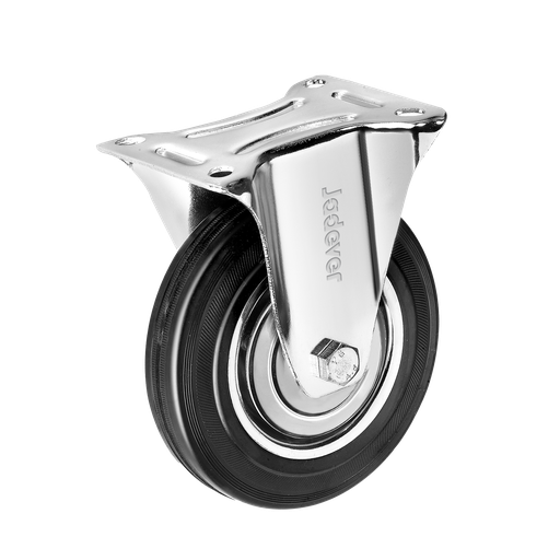 [JDJL3381] Rueda rígida rodamientos rodillos 8'' (200mm) x carga acero + goma placa superior 132 x altura montaje Jadever