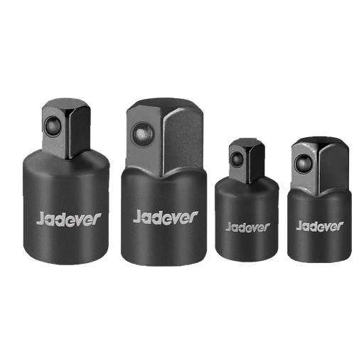 [JDMS6404] Kit vasos impacto 4 piezas 1/2'' tamaños 1/4''(f) 3/8''(m) 3/8''(f) 1/4''(m) 3/8''(f) 1/2''(m) 1/2''(h) 3/8''(m) acero 50bv30 (cr-v) + trat. térmico Jadever