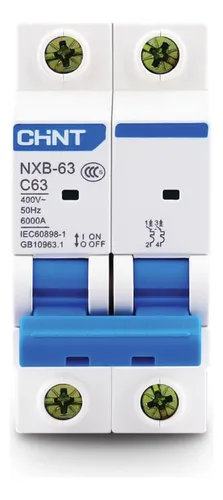 [NB1-63DC 2P C10A DC500V 6KA] Int. Termomagnético CHINT NB1-63DC 500VCC In:10A, Icn:6kA, Curva C, 2-polos