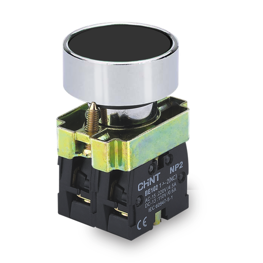 [NP2-BA21] PULSADOR DE CUERPO METALICO DE 22 MM NEGRO CON CONTACTO NA