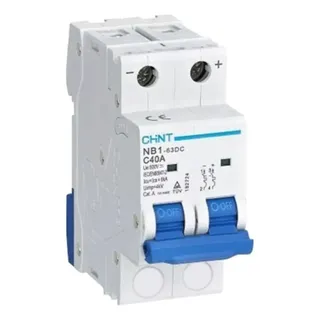 [NB1-63DC 2P C50A DC500V 6KA] Int. Termomagnético CHINT NB1-63DC 500VCC, In:50A, Icn:6kA, Curva C, 2-polos