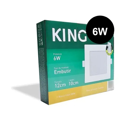 [KCFP-6W-WW] Plafón embutir cuadrado 6w cálido King