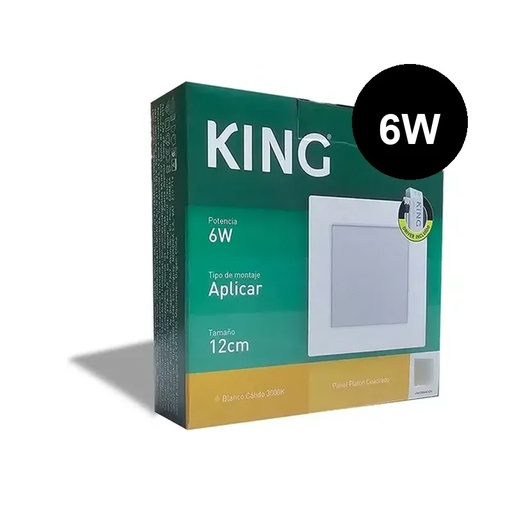 [KCPP-6W-WW] Plafón aplicar cuadrado 6w cálido King