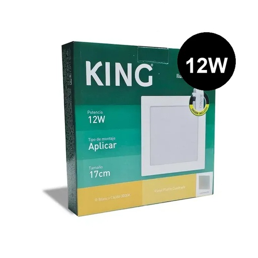 [KCPP-12W-WW] Plafón aplicar cuadrado 12w cálido King