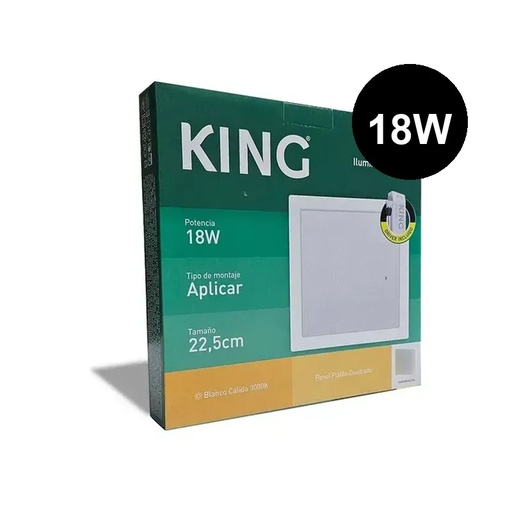 [KCPP-18W-WW] Plafón aplicar cuadrado 18w cálido King
