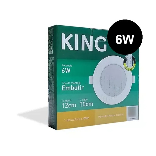 [KRFP-6W-WW] Plafón embutir redondo 6w cálido King
