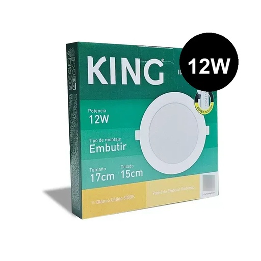 [KRFP-12W-WW] Plafón embutir redondo 12w cálido King
