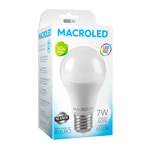 [BT-55-7CW] Lámpara 7W frío E27 Macroled