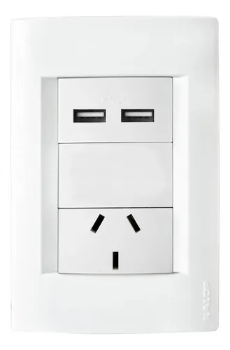 [KS43810] LLAVE CIVIL BLANCA 1 TOMA DOBLE USB - KALOP