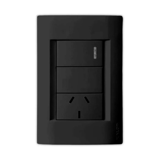 [KS407541] LLAVE CIVIL NEGRA 1 PUNTO + 1 TOMA 10A - KALOP