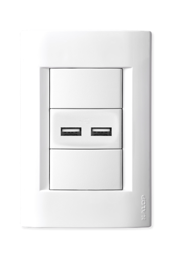 [KS40809] LLAVE CIVIL BLANCA 1 TOMA DOBLE USB - KALOP