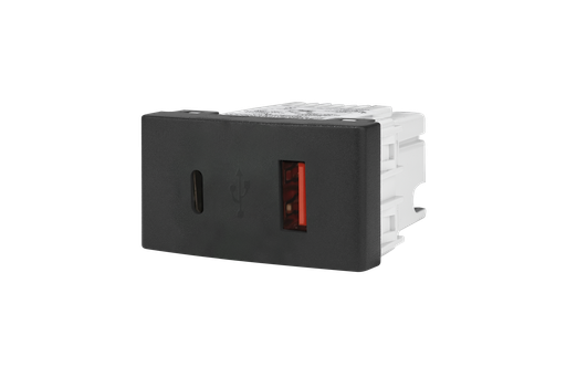 [KS40494] MODULO TOMA USB A+C 30W NEGRO - KALOP