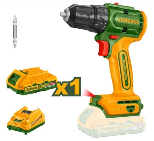 [JDCDP5521-4] Taladro atornillador inalámbrico 20v 2000rpm con 1 batería + cargador - Jadever