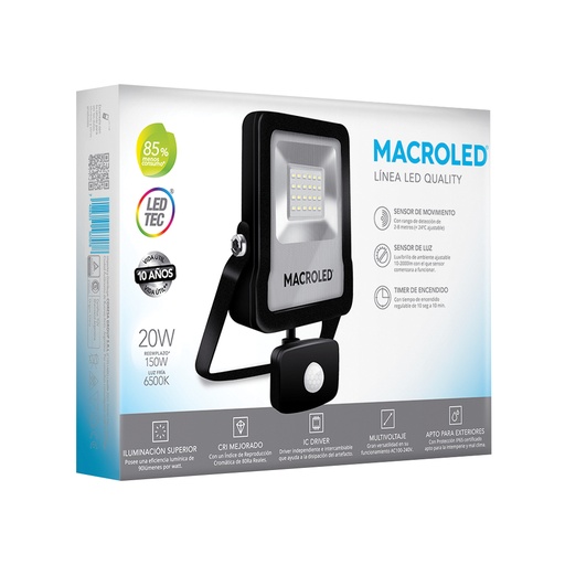 [SFLSV2-20CW] Reflector 20w frio con sensor Macroled