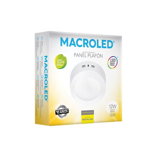 [PR12WW] Plafón aplicar redondo 12w cálido Macroled