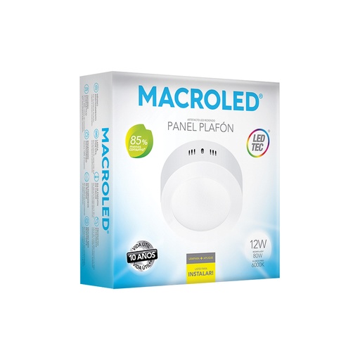[PR12CW] Plafón aplicar redondo 12w frío Macroled