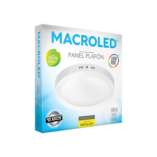 [PR18CW] Plafón aplicar redondo 18w frío Macroled
