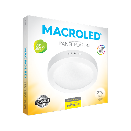 [PR24WW] Plafón aplicar redondo 24w cálido Macroled