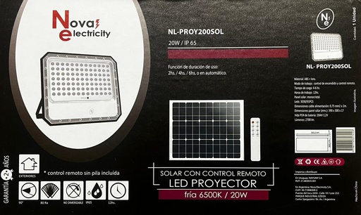 [NL-PROY200SOL] Reflector solar 20W  Nova 