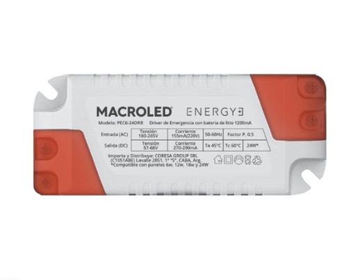 [PEC6-24DRB] Driver de Emergencia 6w, 12w, 18w y 24w Macroled