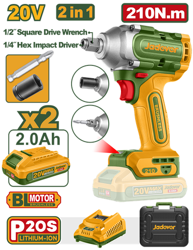 [JDCD3B21-4] Llave de Impacto inalámbrica 20v Jadever