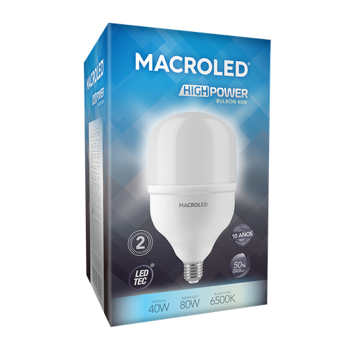 [BAP-40-E27CW] Bulbón 40W Frío E27 Macroled