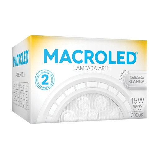 [BND111-15-WW] AR111 Eco 15w cálido 25° blanco GU10 Macroled 