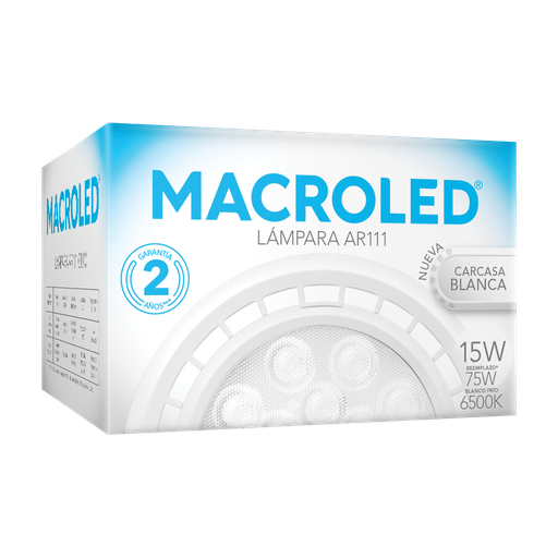 [BND111-15-CW] AR111 Eco 15w frío 25° blanco GU10 Macroled