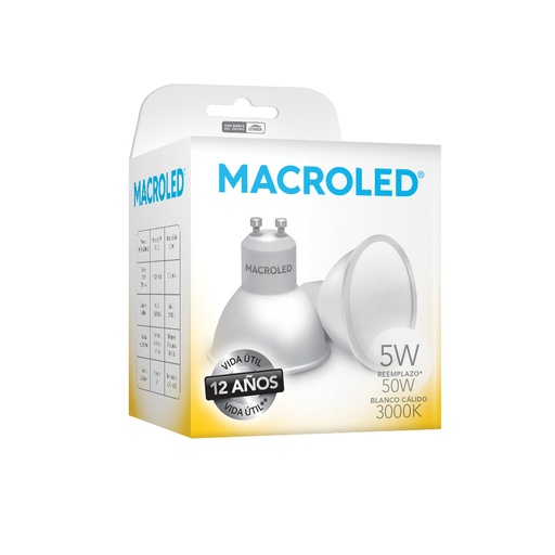 [CPS-DP-GU10-22WW] Dicroica 5w Cálido Macroled